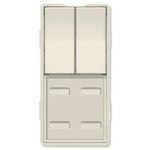 Simply Automated UPB Faceplate, Dual Rocker & 4 Bar Buttons, Light Almond